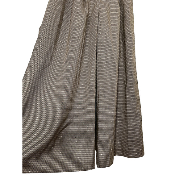 Anthropologie Maeve Pleated Wide Leg Pants Size 12 Brown Metallic Sequins Office - Picture 7 of 10
